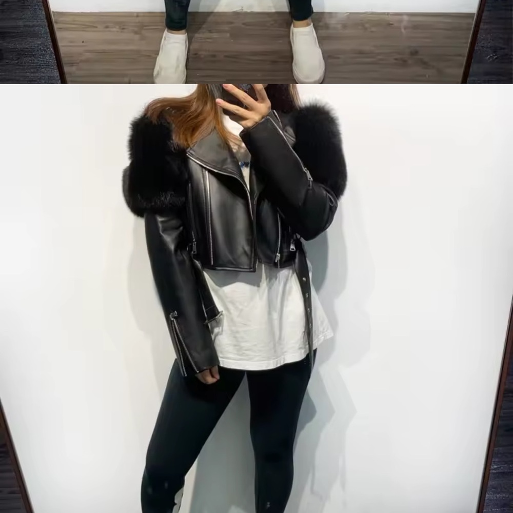 Black Faux Fur Leather Jacket